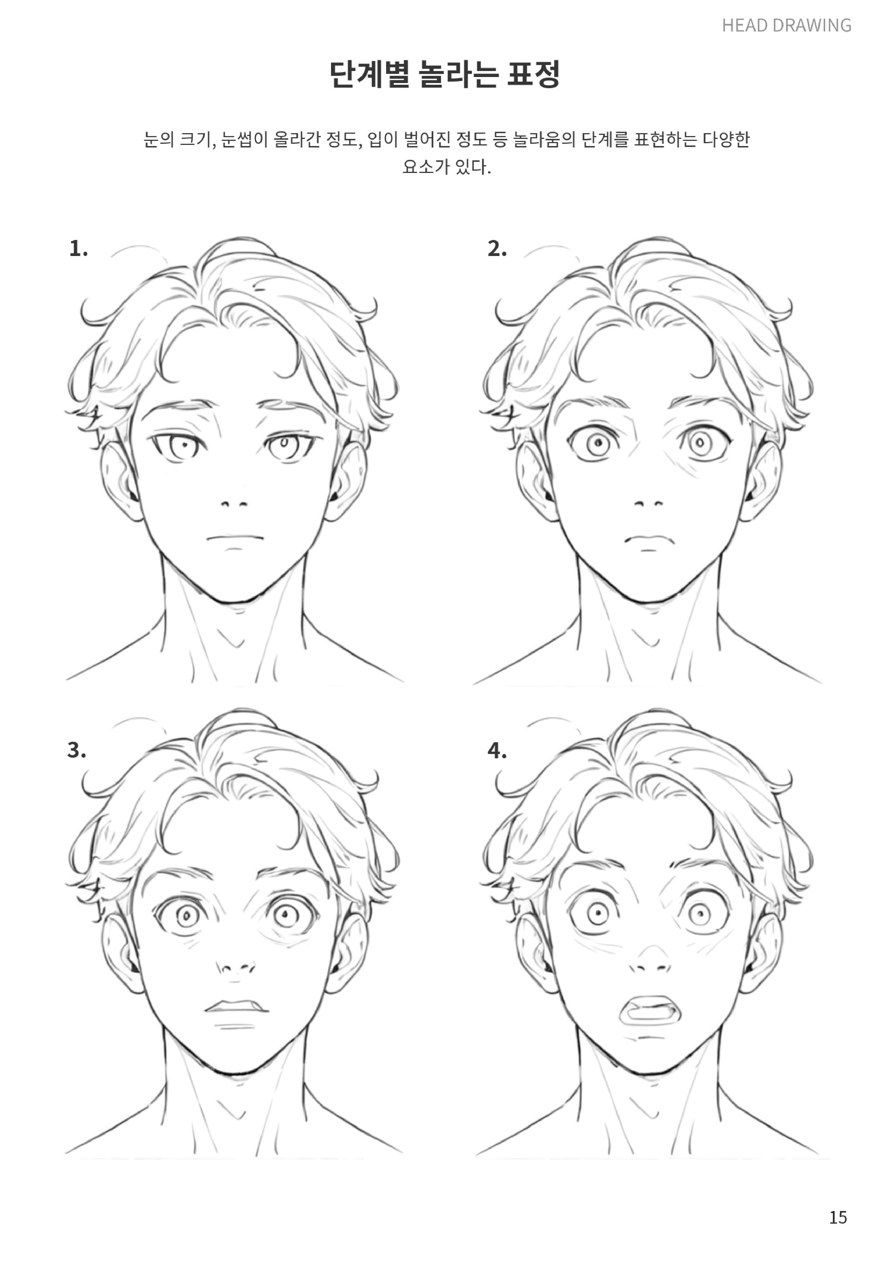 단계별 놀라는 표정